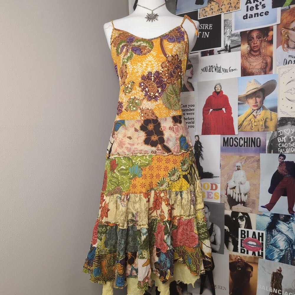 Whimsygoth Patchwork Vintage Dress - image 1